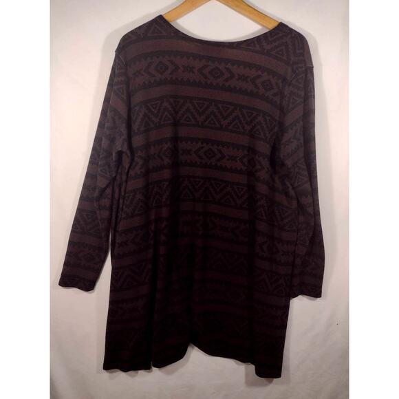 LuLaRoe Brown‎ Black Southwestern Style Long Cardigan Pockets Size L - Picture 2 of 7